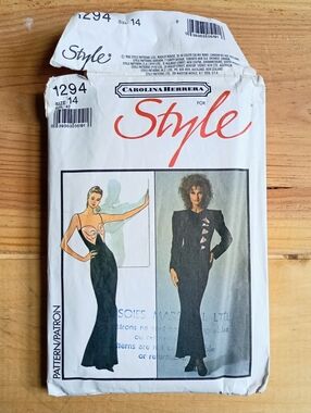 Sewing Pattern Carolina Herrera For Style (1988) Size 14 Dress Pattern Cut